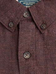 FatFace Burgundy Red Long Sleeve Oxlow Plain 100% Cotton Shirt - Image 6 of 6