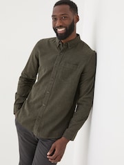 FatFace Green Long Sleeve Oxlow Plain 100% Cotton Shirt - Image 1 of 5