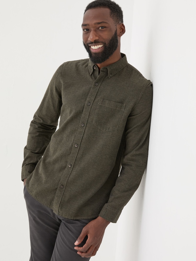 FatFace Green Long Sleeve Oxlow Plain 100% Cotton Shirt - Image 1 of 5 FatFace Green Long Sleeve Oxlow Plain 100% Cotton Shirt - Image 1 of 5