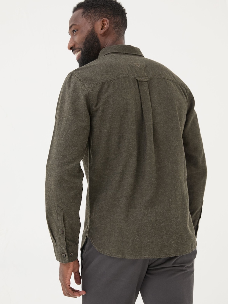 FatFace Green Long Sleeve Oxlow Plain 100% Cotton Shirt - Image 2 of 5 FatFace Green Long Sleeve Oxlow Plain 100% Cotton Shirt - Image 2 of 5