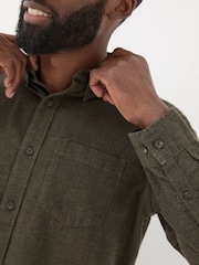 FatFace Green Long Sleeve Oxlow Plain 100% Cotton Shirt - Image 4 of 5