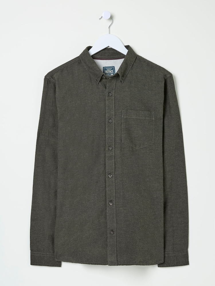 FatFace Green Long Sleeve Oxlow Plain 100% Cotton Shirt - Image 5 of 5 FatFace Green Long Sleeve Oxlow Plain 100% Cotton Shirt - Image 5 of 5
