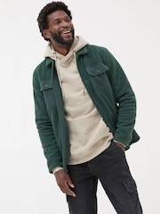 FatFace Dark Green Fleece Overshirt - Image 2 of 7
