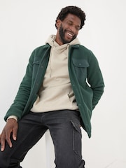 FatFace Dark Green Fleece Overshirt - Image 4 of 7