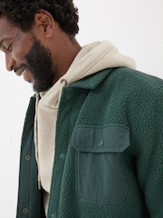 FatFace Dark Green Fleece Overshirt - Image 5 of 7