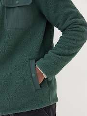 FatFace Dark Green Fleece Overshirt - Image 6 of 7