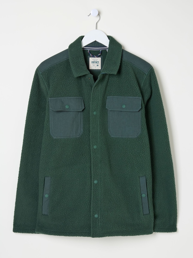 FatFace Dark Green Fleece Overshirt - Image 7 of 7