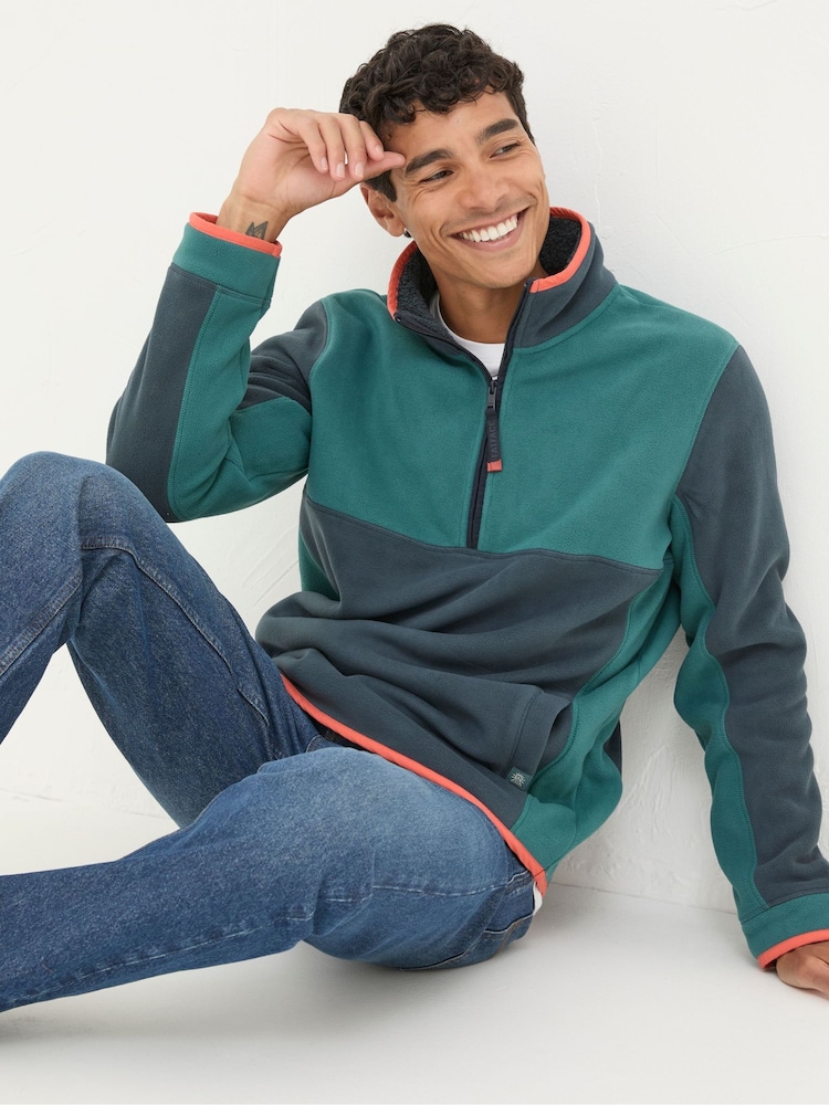 FatFace Teal Green Bonded Microfleece Sweatshirt - Image 1 of 4