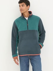 FatFace Teal Green Bonded Microfleece Sweatshirt - Image 3 of 4