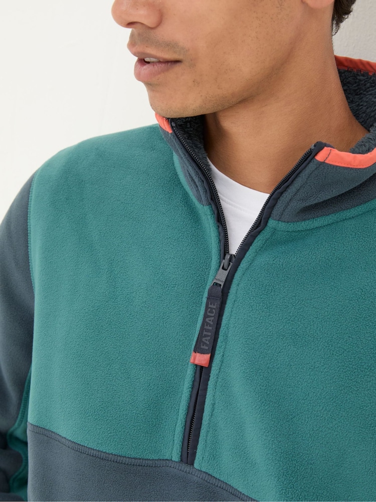 FatFace Teal Green Bonded Microfleece Sweatshirt - Image 4 of 4