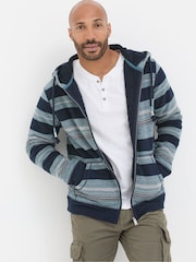 FatFace Dark Navy Trescowe Fleece Zip Through 100% Cotton Hoodie - Image 1 of 5