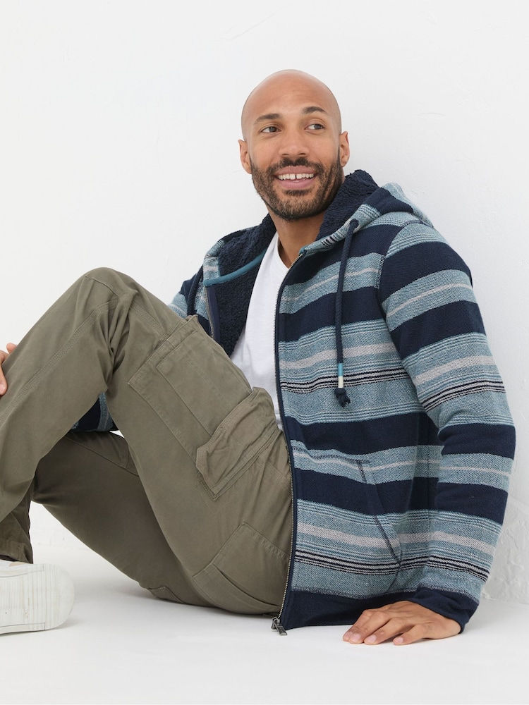 FatFace Dark Navy Trescowe Fleece Zip Through 100% Cotton Hoodie - Image 2 of 5 FatFace Dark Navy Trescowe Fleece Zip Through 100% Cotton Hoodie - Image 2 of 5
