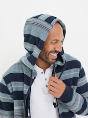 FatFace Dark Navy Trescowe Fleece Zip Through 100% Cotton Hoodie - Image 3 of 5