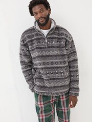 FatFace Charcoal Grey Patterned Sofa Sweatshirt - Image 2 of 8