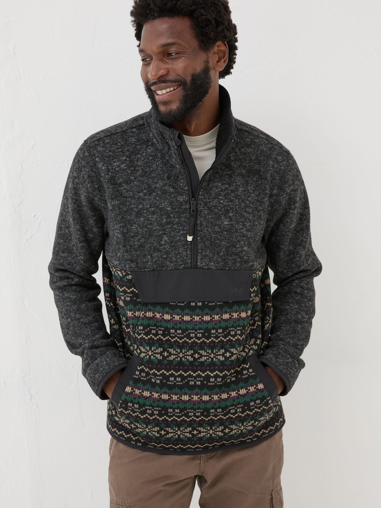 FatFace Haxby Navy Dark Skies Printed Half Neck Sweatshirt - Image 1 of 7