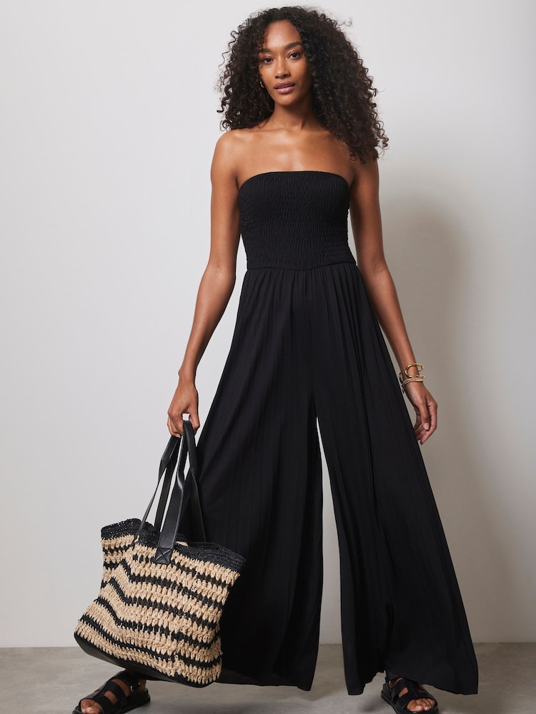 Mint Velvet Black Jersey Bandeau Jumpsuit - Image 1 of 8 Mint Velvet Black Jersey Bandeau Jumpsuit - Image 1 of 8