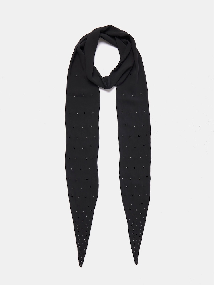 Mint Velvet Black Beaded Skinny Scarf - Image 2 of 2 Mint Velvet Black Beaded Skinny Scarf - Image 2 of 2