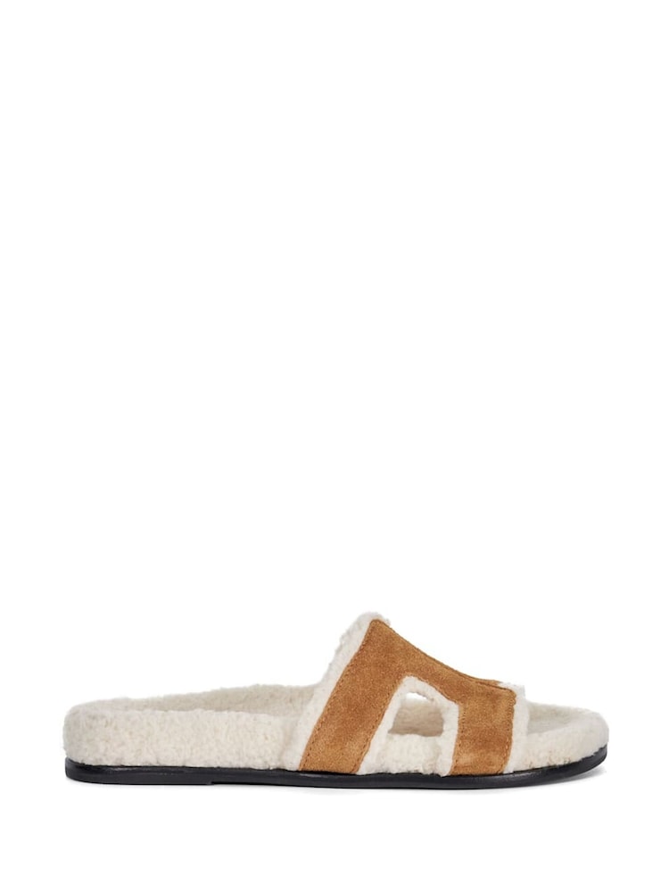 Dune London Cream/Brown Standard Fit Loupa Footbed Smart Slides - Image 2 of 6