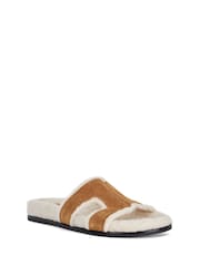 Dune London Cream/Brown Standard Fit Loupa Footbed Smart Slides - Image 4 of 7