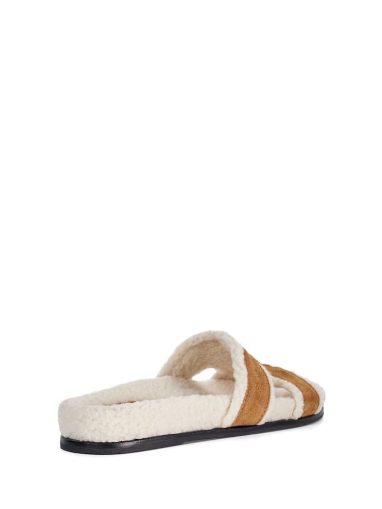 Dune London Cream/Brown Standard Fit Loupa Footbed Smart Slides - Image 4 of 6
