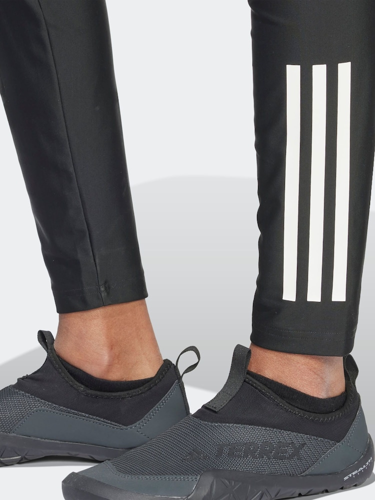 adidas Black/White 3 Stripe Swim Leggings - Image 4 of 6