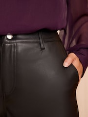 Love & Roses Black Faux Leather Straight Trousers - Image 3 of 4