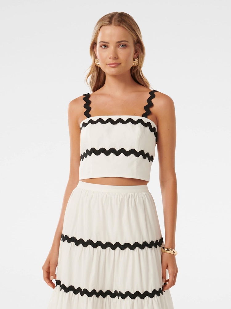 Forever New White 100% Cotton Roxy Ric Rac Top - Image 1 of 5