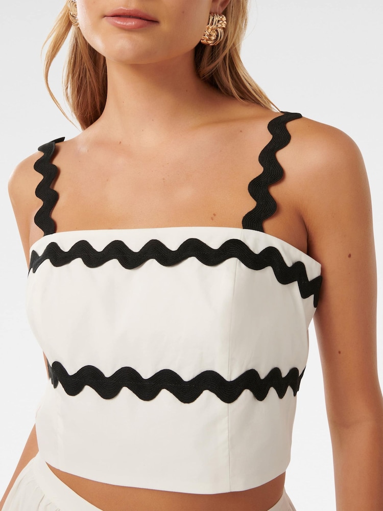 Forever New White 100% Cotton Roxy Ric Rac Top - Image 2 of 5
