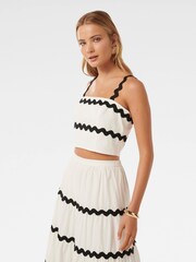 Forever New White 100% Cotton Roxy Ric Rac Top - Image 3 of 5