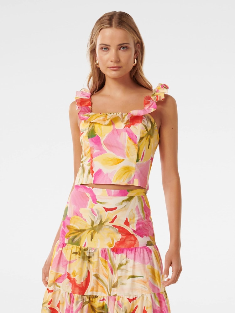 Forever New Yellow Penelope Bustier 100% Cotton Crop Top - Image 1 of 5
