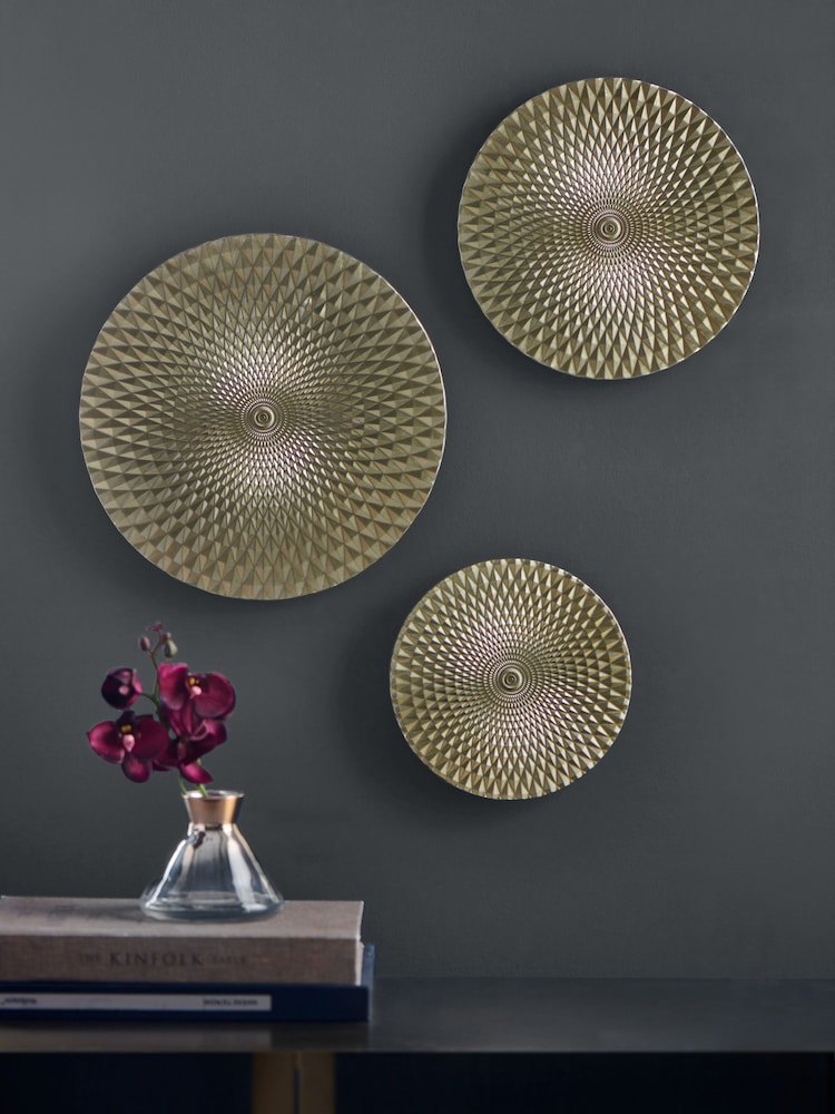 Set of 3 Geometric Round Plaques Wall Art - Image 2 de 6