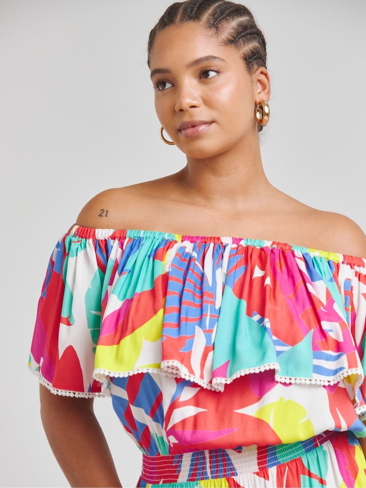 JD Williams Pink Bardot Maxi Beach Dress - Image 4 of 4