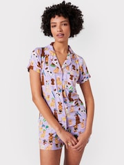 Chelsea Peers Purple Dog Print Short Pyjama Set - Image 1 of 5