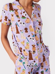 Chelsea Peers Purple Dog Print Short Pyjama Set - Image 2 of 5