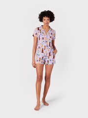 Chelsea Peers Purple Dog Print Short Pyjama Set - Image 3 of 5