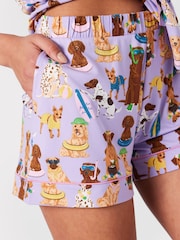 Chelsea Peers Purple Dog Print Short Pyjama Set - Image 5 of 5