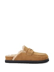 Cream - Dune London Goldy Shearling Lined Backless mokasini - Slika 2 iz 6