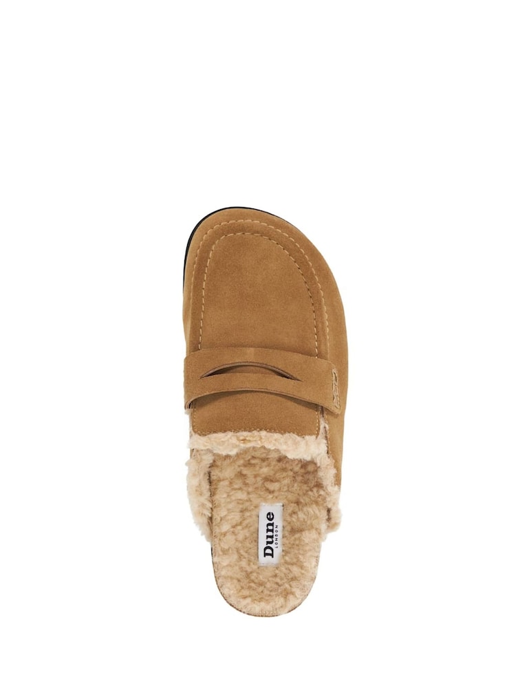 Buy Dune London Cream Goldy Shearling Lined Backless Loafers from
