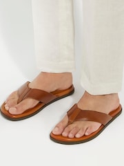 Natural - Dune London Inspires Toe Post Leather Sandals - Imagen 1 de 7