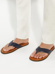Azul - Dune London Inspires Toe Post Leather Sandals - Imagen 1 de 7