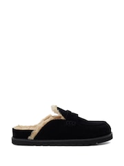 Dune London Black Goldy Shearling Lined Backless Loafers - Image 2 of 6