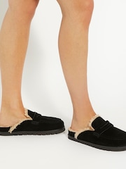Dune London Black Goldy Shearling Lined Backless Loafers - Image 3 of 6