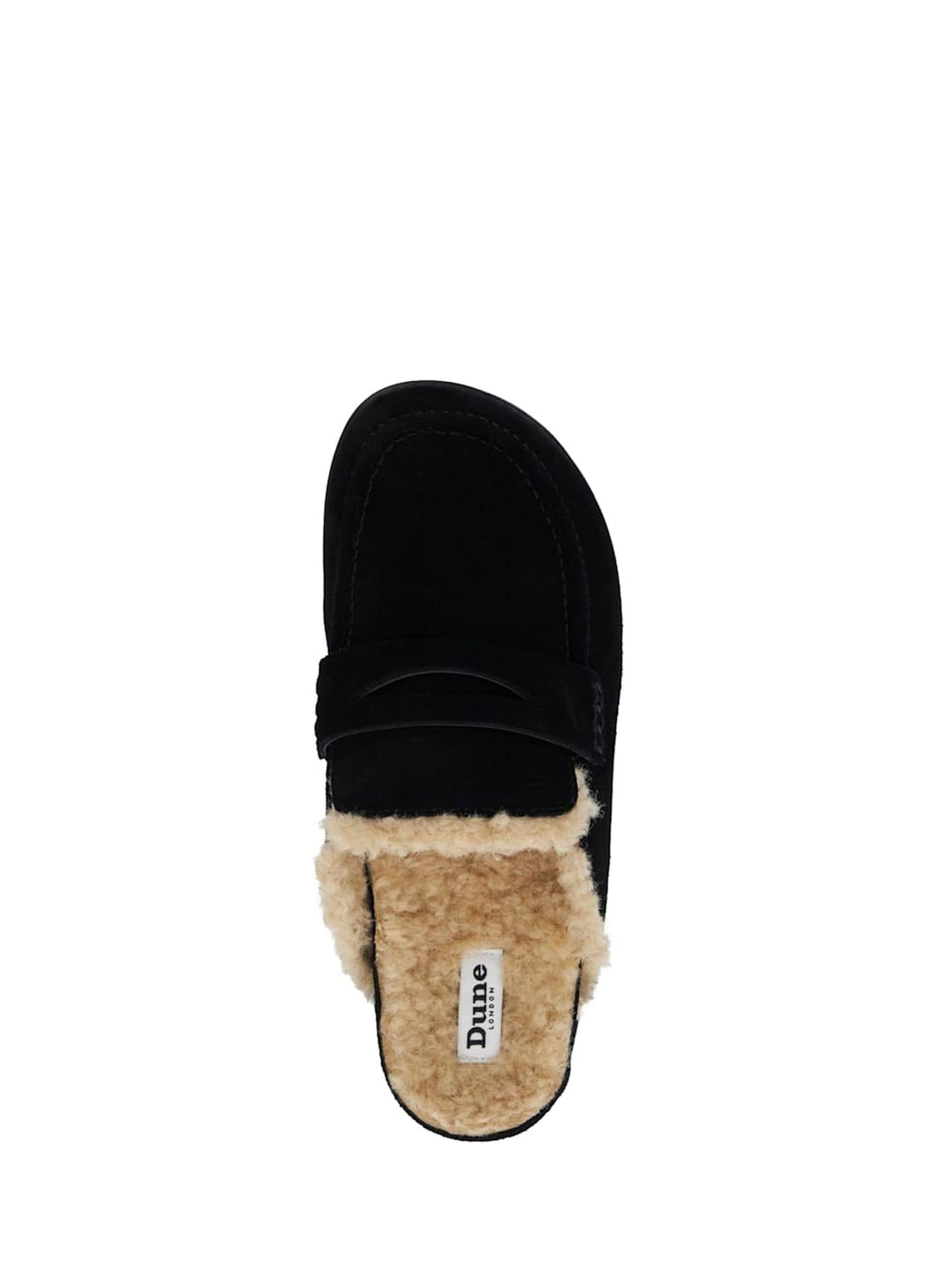 Buy Dune London Black Goldy Shearling Lined Backless Loafers from
