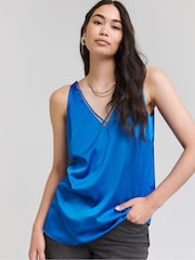 Simply Be Blue Criss Cross Satin Cami - Image 1 of 4