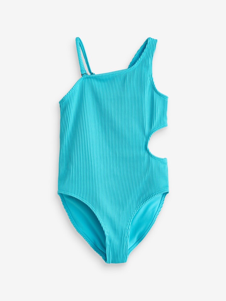 Abercrombie & Fitch Light Blue Asymmetrical Cut Out Swimsuit - Image 1 of 4 Abercrombie & Fitch Light Blue Asymmetrical Cut Out Swimsuit - Image 1 of 4
