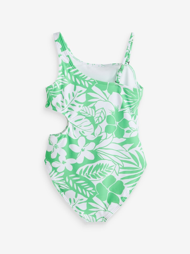 Abercrombie & Fitch Aysmmetrical Cut Out Floral Green Swimsuit - Image 2 of 3 Abercrombie & Fitch Aysmmetrical Cut Out Floral Green Swimsuit - Image 2 of 3