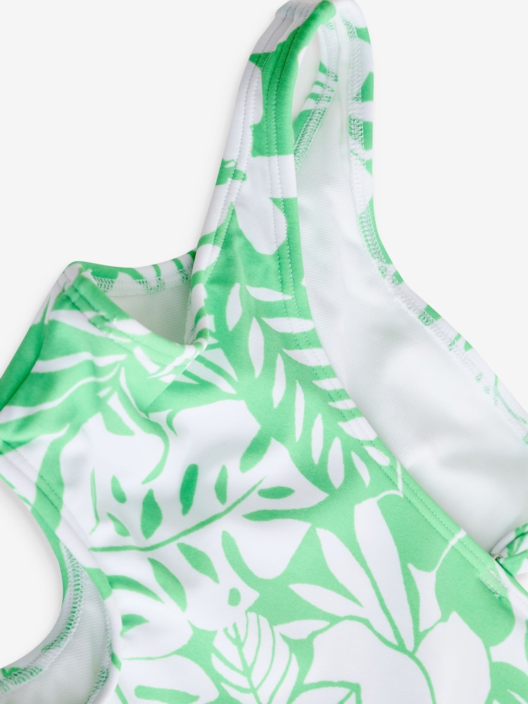 Abercrombie & Fitch asymmetrischer Badeanzug mit Zierausschnitten und Floralmuster in Grün - Bild 3 von 3