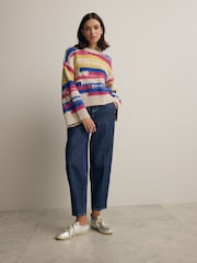 Multi Stripe Wide Sleeve Colour Block Knitted Jumper - Image 2 of 7