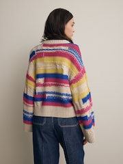 Multi Stripe Wide Sleeve Colour Block Knitted Jumper - Image 3 of 7