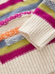 Multi Stripe Wide Sleeve Colour Block Knitted Jumper - Image 6 of 7